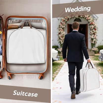 MISSLO 40" Cotton Garment Bags for Travel Waterproof Suit Bag Travel Mens Breathable Suit Cover Foldable Fur Coat Covers for Closet Storage for Women Short Hanging Clothes Bag for Jacket, Shirt, Dress - size: 40 inch