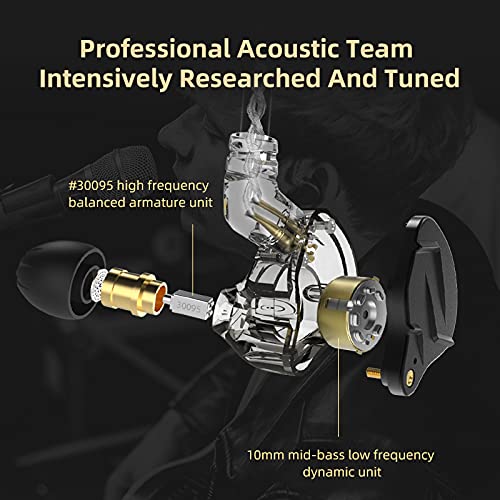 KZ ZSN Pro X IEM Earphone in Ear Monitors, 1BA+1DD Dual Driver Noise Cancelling Wired Gaming Earbuds, Deep Bass Stereo Sound Headphones with 3.5 Plug 2PIN Detachable Tangle-Free Cable (Gold, with Mic) - color: Gold, size: With Mic