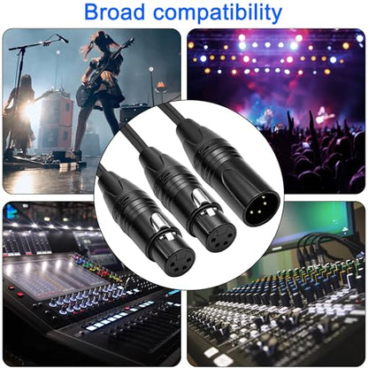 XMSJSIY 4 Pin XLR Y Splitter Cable 1 Male to 2 Female Patch Balanced Microphone Audio Cable Cord for Stero Mic to L&R Audio Track -0.5M/1.6FT