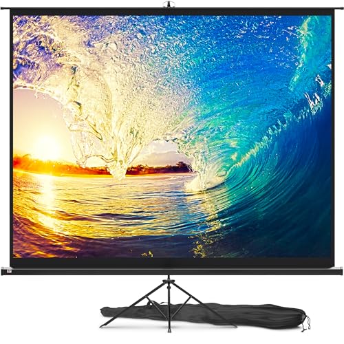 PropVue Matte PVC Front Projector Screen with Stand, 4:3 HD, 120in, Black | Wrinkle-free, 1.1 gain wide angle, carry bag included, retractable adjustable design - size: 120 Inch 4:3 Aspect Ratio