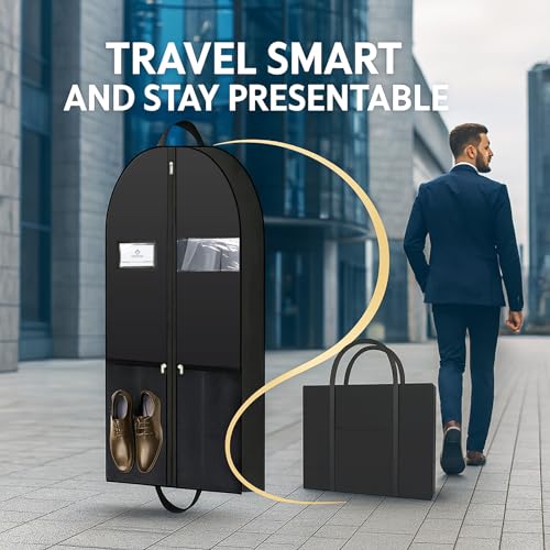 Travel Garment Suit Bag 43" for Hanging Clothes Storage for Men Suits Shirt | Suit bags with pockets and handles,gusseted garment bag for Men Suits Shirt Tuxedo Dresses Coats,Suit Cover Bags with Zipper - size: 43" 1PK