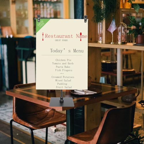 Zerodeko Adjustable T Shape Poster Stand Retractable Poster Stand Display with Clip Height Adjustable Advertising for Tabletop Store Counter Sign Holder