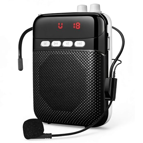 Kinizuxi Bluetooth Voice Amplifier for Teachers,Portable Speaker Microphone - color: Black