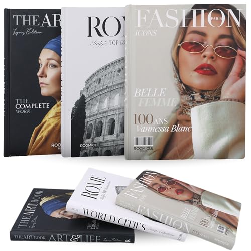 Elegant Decorative Books - Set of 3 Designer Faux/Fake Books for Decoration - Enhance Your Coffee Table, Mantle & Bookshelf Decor - Book Decor Aesthetic Collection - Real Blank Pages Inside - style: Value Set