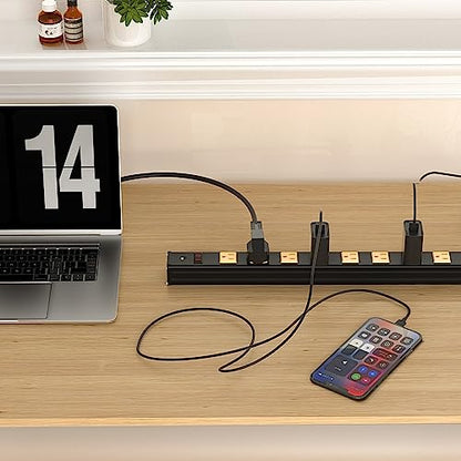 Oviitech 12 Outlets Heavy Duty Metal Socket Power Strip, 6-Foot Long Extension Cord with Circuit Breaker. Mounting Brackets Included,Workshop/Industrial use, ETL Certified，Yellow - size: 12 AC