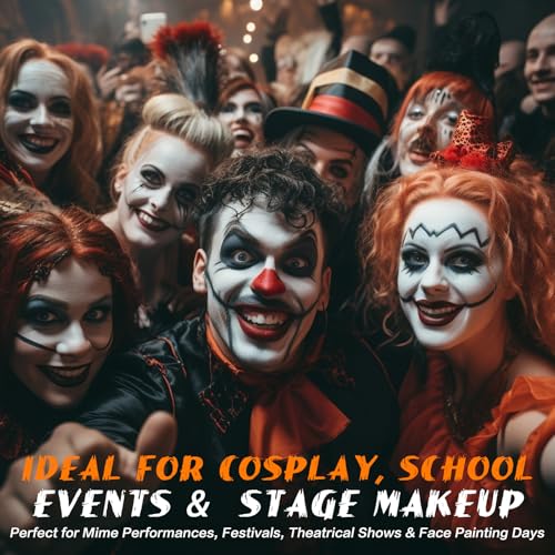 BOBISUKA White Face & Body Paint Stick Washable Water-Based Face Paint Makeup Stick for Halloween Clown, Joker, Zombie, Mime, Skeleton, Skull, Cosplay, SFX, Sports Eye Black & Costume Party - color: White
