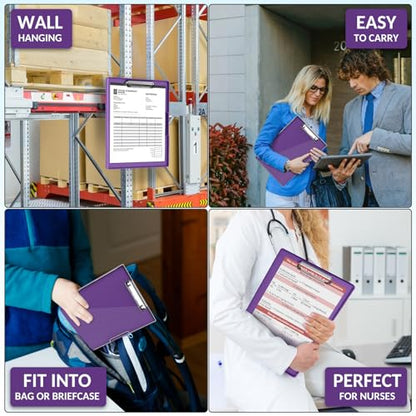 Sooez Nursing Clipboard with Storage, Clear Top Clip Boards 8.5x11, Purple | Heavy Duty Plastic, Dry Erase, High Capacity, Nurse Essentials, Dental Assistant, Teacher & College School Office Supplies - color: Purple
