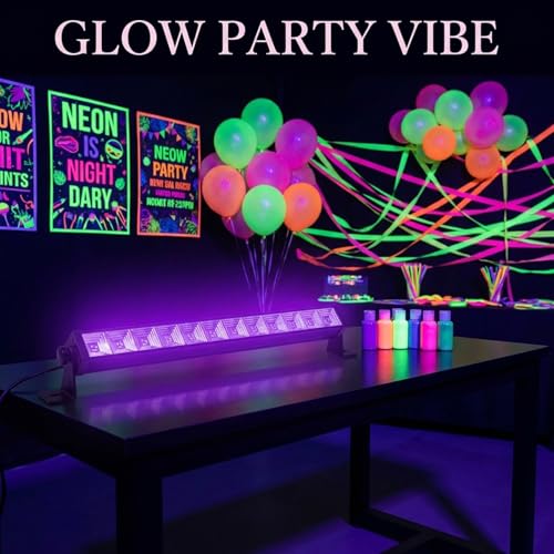 45W LED Black Light Bar, Blacklight with 6.6ft Cord+Switch, Light Up 26x26ft, Glow in The Dark for Halloween, Party, Birthday, Body Paint, Fluorescent Poster, Bedroom