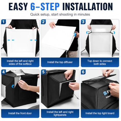 PULUZ Upgraded 16"x16" Photo Studio Light Box & Soft Box | 480 LED Beads, CRI 95+, 4 Color PVC Backdrops, Anti-Reflection, Professional Shooting Tent for Jewelry & Product Photography - size: Upgrade 16 Inch
