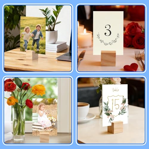 30Pcs 1.2x1.2 Inches Wood Table Number Stands, Wood Place Card Holders, Wooden Holders for Wedding, Ceremony, Birthday, Party, Home Decoration, Events (2mm Slots) - size: 30 Pcs- L 1.2"- Slots 2mm