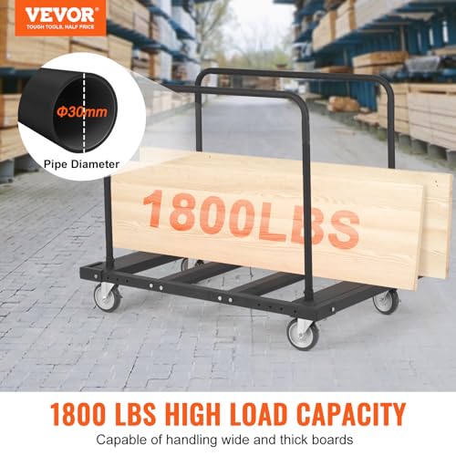 VEVOR Folding Table Cart, Heavy Duty Table Trolley with 5" Swivel Wheels, 1800 LBS Drywall Dolly Cart for Garage, Home, Warehouse, Party Event Hotel Furniture 10 Table Capacity | 1800 LBS Steel Drywall Dolly Cart for Garage, Home, Warehouse, Party Event H