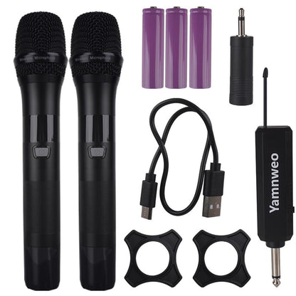 AX322 Professional UHF Wireless Dynamic Microphone Set, Dual Microphones with Rechargeable Receiver, Plug and Play, Suitable for Karaoke and Musical Instruments - color: AX322