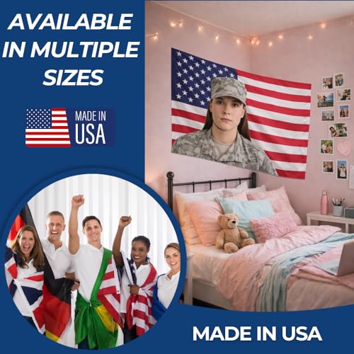 Custom Flag with Face on It by DreamController; Personalized American Flag with Photo Logo; Pink Flag Custom; 5 Sizes; HD Print; 2 Grommets; No Pole Hardware; Made in USA Fast Delivery - color: Flag with Photo