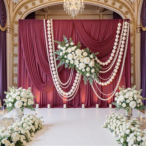 10x8ft Wrinkle Free Burgundy Backdrop Curtain Maroon Backdrop Drapes, Thick Fabric Wedding Curtains Party Background for Baby Shower Birthday Parties - color: Maroon, size: 10ftx8ft