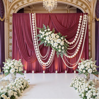 10x8ft Wrinkle Free Burgundy Backdrop Curtain Maroon Backdrop Drapes, Thick Fabric Wedding Curtains Party Background for Baby Shower Birthday Parties - color: Maroon, size: 10ftx8ft
