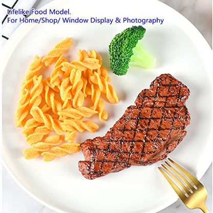 2Pcs Simulated Food Steak Artificial Lifelike Steak Fake Cooked Roast Beef Meat Model for Home Kitchen Cabinet Desk Shops Party Decor Sample Display Photography Props (Pack of 2) - size: free size (Pack of 2)