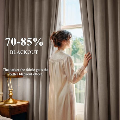 StangH Taupe Velvet Room Darkening Panels Privacy Protect, W42 x L90, 2 Pcs - color: Beige Series - Taupe, size: 42"W x 90"L (Pack of 2)