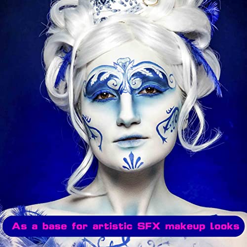 MEICOLY White Cream Face Body Paint,2.37Oz Large Tube Clown White Makeup,Water Based Full Body Paint for Adults and Kids,Halloween SFX Skull Joker Zombie Vampire Skeleton Goth Cosplay Mime Makeup - color: white face body paint