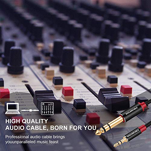 SHULIANCABLE 3.5mm to 6.35mm Stereo Audio Cable, 6.35 1/4" Male to 3.5 1/8" Male TRS Stereo Audio Cable for Guitar,iPod, Laptop, Home Theater Devices,Smartphones,and Amplifiers (6.6Ft/2M) | , 6.35 1/4" to 3.5 1/8" Male TRS Stereo Audio Cable for Guitar,iP