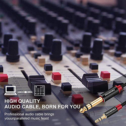 SHULIANCABLE 3.5mm to 6.35mm Stereo Audio Cable, 6.35 1/4" Male to 3.5 1/8" Male TRS Stereo Audio Cable for Guitar,iPod, Laptop, Home Theater Devices,Smartphones,and Amplifiers (15Ft/5M) | 6.35 1/4" to 3.5 1/8" Male TRS Stereo Audio Cable for Guitar,iPod,