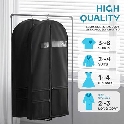 Lazebox 54" Travel Garment Bag with Accessories Zipper Pocket, Heavy Duty Suit Bag for Suits, Tuxedos, Dresses, Coats, Black, 1 pack - size: 54inch-1 pack-Black