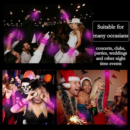 100 Pcs LED Bracelets Sound Activated with Flashing LED Strobe Music Control Light Up Bracelets for Rave, Game Prizes, Birthday Party Favor,Valentine's Day gift - color: Hot Pink