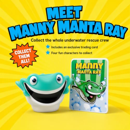 Suddy Buddy® Bubble Maker for Bathtub | Fun Kid Bubble Bath Toys | Safe Bath Bubbler for Boys & Girls Ages 3+ | Includes 1 Foam Dispenser, 1 Trading Card & 3 Super-Bubble Drops | Manny Manta Ray - style: Manta Ray