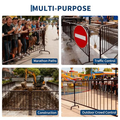 Garvee Interlocking Steel Barricade, 8.5 Ft. Heavy Duty Galvanized Metal Barricade, Interlocking Steel Road Barriers with with Bridge Feet Base, for Crowd Control Event Fencing Indoor/Outdoor, Yellow | Heavy Duty Galvanized Metal Barricade, with with Brid
