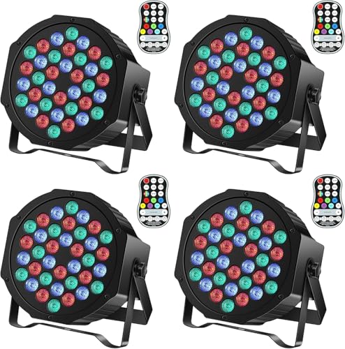 Rechargeable Par Can Lights U`King Wireless LED Uplights Battery Powered Uplighting RGB 36W Stage Lighting for Events DJ Disco Wedding Party - 4 Pack - color: 36 LED-4 Pack