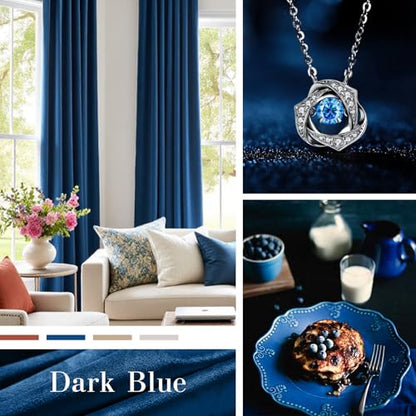 Lazzzy Extra Long Dark Blue Velvet Curtains Rod Pocket 52×108 Inch 2 Panels - color: R | Dark Blue, size: 52"W x 108"L (Pack of 2)