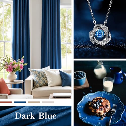 Lazzzy Blackout Dark Blue Velvet Curtains Rod Pocket 52×96 Inch 2 Panels - color: R | Dark Blue, size: 52"W x 96"L (Pack of 2)