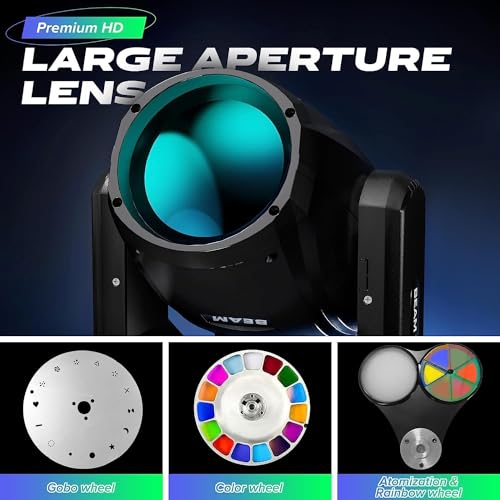 Moving Head Lights with Flight Case, 2 Pack 280W DJ Lights with 17 Gobos, 15 Colors Prism, DMX512 Sound Activated for Bar, Disco, Concert, Halloween