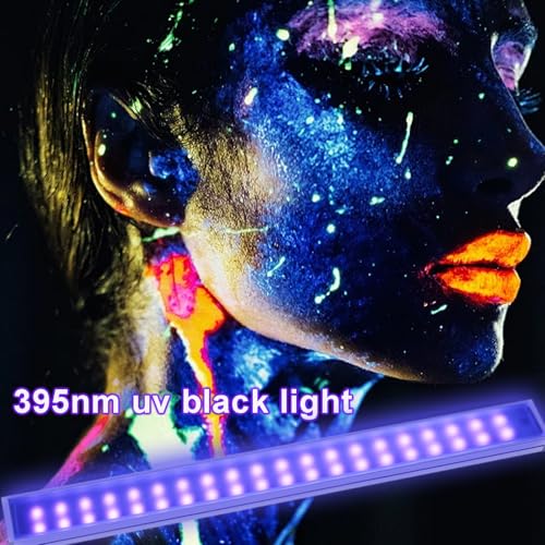 395nm UV Black Light Bar 2 Pack, 9.5 Inch Dimmable Blacklight LED Bar with Aluminum Housing, USB Powered UV Light Strip for Glow Party, Fluorescent Poster, Body Paint, Halloween Decorations