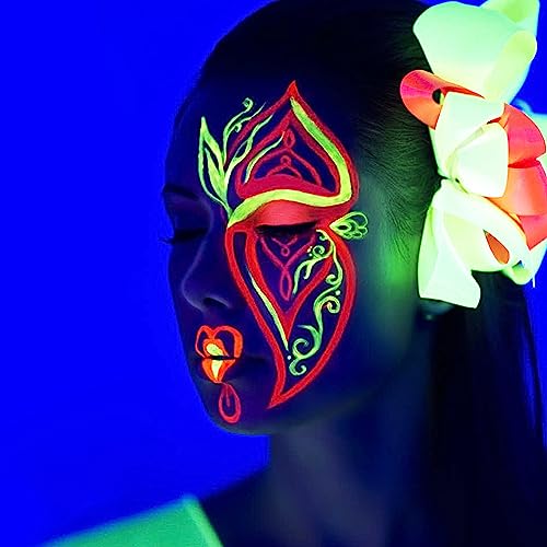 MEICOLY Glow Blacklight Face Paint,Neon UV Body Paint Set of 8 Tubes Blacklight Reactive Paints,Glow in the Dark Body Paint Neon Party Supplies,Neon Fluorescent Face Paint Blacklight Glow Makeup - color: 8 colors glow uv blacklight face body paint