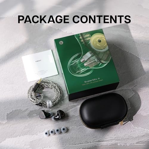 Linsoul SIMGOT SuperMix 4 1DD+1BA+1Planar+1PZT Hybrid Driver in Ear Monitor | HiFi Wired Gaming Earbuds IEM with Balanced Neutral Tuning, OFC Silver-Plated Cable for Musician Audiophile