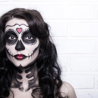 Spooktacular Creations Halloween Makeup Palette 3 Colors Face Body Paint for Adult SFX Zombie Skeleton Cosplay with Painting Brush Cosplay Party Dress Up (7 Oz, White Black Red ) - color: White，black，red