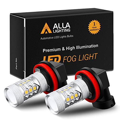Alla Lighting H11 H8 LED Bulbs, 3000K Golden Yellow H16 Fog Lights or Daytime Running Lights(DRL) Lamps, 360° Xtreme Super Bright High Power 3030 SMD Replacement for Cars,Trucks, SUVs, Vans - size: H11 H8 H16
