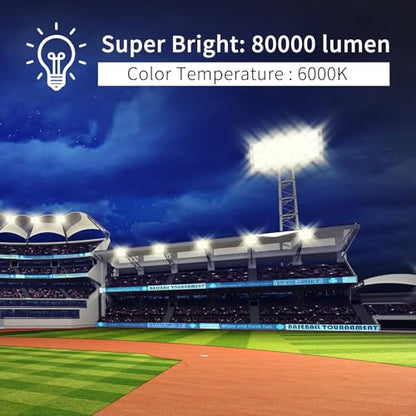 600W Flood Light Outdoor, 80000lm 6000K Daylight IP66 Waterproof,UL Approved Plug , Commercial Parking Lot Light,6 Adjustable Heads for Yard,Stadium Floodlight Bright Security Lights for Outdoor Area - size: 100W-6Pack-SP