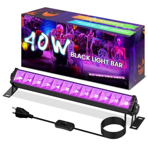 40W LED Black Light Bar, Glow in The Dark Party Supplies for Halloween