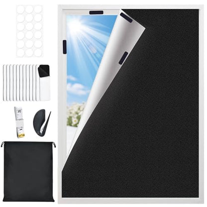 Portable Blackout Curtains, 157x57 Inch Black Out Curtains for Bedroom, Blackout Window Cover Black Out Shades Blinds No Drill DIY Cuttable, for Sloped Roof Windows, Children's Room, Media Room - size: 57"W x 157"H