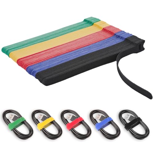 Reusable Self-Fastening Cable Ties, Multicolor, 8 Inch, 100-Pack - color: 8 Inch 100 Pcs