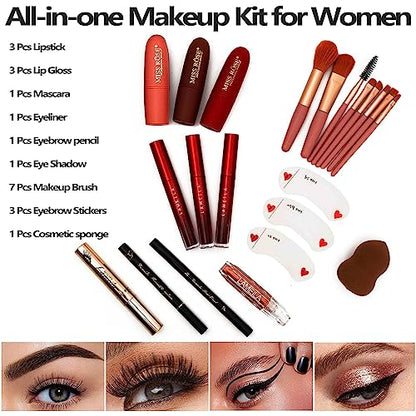 148 Colors Makeup Pallet,Professional Makeup Kit for Women Full Kit,All in One Makeup Sets for Women&Beginner,include Eyeshadow,Lipstick,Eyeliner,Concealer,makeup brush(045 Set-Black) - color: 045 set