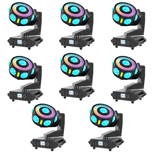 8 Pack 160W 3-Axis Moving Head Lights RGBW 540°Rotation DJ Light with Strobe Effects DMX512 19/25CH with Sound Activated Moving Head Beam Stage Light for Disco Wedding Parties Live Show Bar - color: 8 Pack