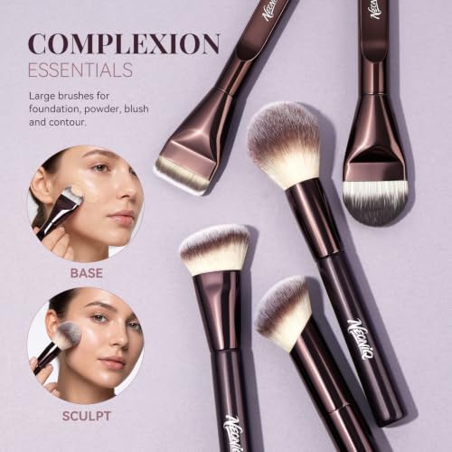 14 PCS Professional Makeup Brushes Set with Travel Cosmetic Bag（Brown） | Luxe Soft Synthetic Face & Eye Makeup Brush Kit for Foundation, Powder, Blush, Concealer, Eyeshadow, Contour, Eyebrow - color: 14PCS-0-Brown
