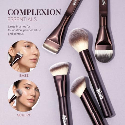 14 PCS Professional Makeup Brushes Set with Travel Cosmetic Bag（Brown） | Luxe Soft Synthetic Face & Eye Makeup Brush Kit for Foundation, Powder, Blush, Concealer, Eyeshadow, Contour, Eyebrow - color: 14PCS-0-Brown
