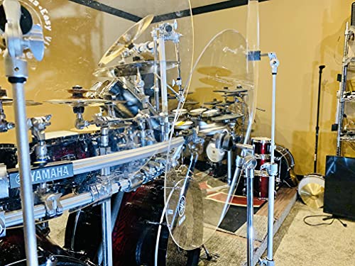 Portable Drum Shields Drum Sound Barrier 22 Inch - 4 Pack Sound Baffles Crystal Clear Acrylic Cymbals Shields Drums Kit, Muffles Live Recording Standard Mounting On All Cymbal Stands Acrylic Shield - size: 22 inch - 4 Pack
