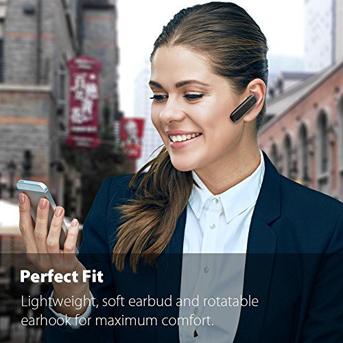 Bluetooth Headset, Hands-Free Wreless Bluetooth Earpiece with 18 Hours Playtime and Noise Cancelling Mic for iPhone Samsung Android Cell Phone Truck Driver - Black - color: Black