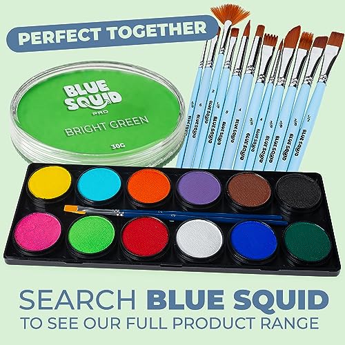 Blue Squid PRO Face Paint - Professional Water Based Single Cake Facepaint & Body Paints - SFX Makeup, Face Painting for Costume, Halloween, Cosplay - Classic Bright Green 30g / 1oz - color: Classic Bright Green 30g