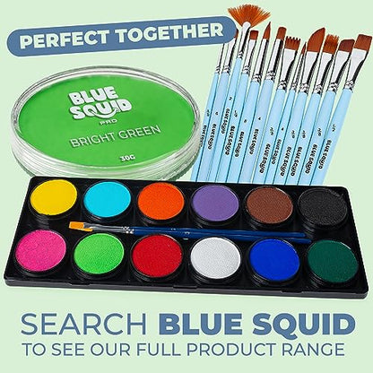 Blue Squid PRO Face Paint - Professional Water Based Single Cake Facepaint & Body Paints - SFX Makeup, Face Painting for Costume, Halloween, Cosplay - Classic Bright Green 30g / 1oz - color: Classic Bright Green 30g