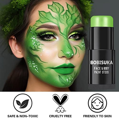 BOBISUKA Light Green Face Body Paint Stick, Lime Green Eye Black Painting Sticks for sports, Facepaints Kit for Halloween Makeup Zombie Witch Camouflage Goblin Cosplay Special Effects SFX Costume - color: Grass Green